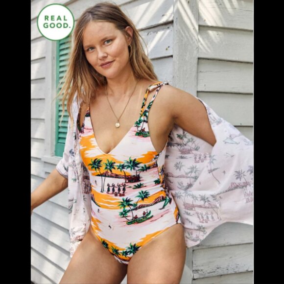 Brand New Aerie One Piece Swimsuit Hawaiian Aloha Print - Picture 8 of 8